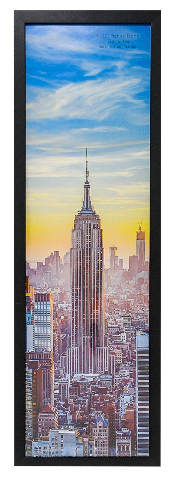 9x30 Black Modern Picture or Poster Frame, 1 inch Wide Border, Acrylic Front
